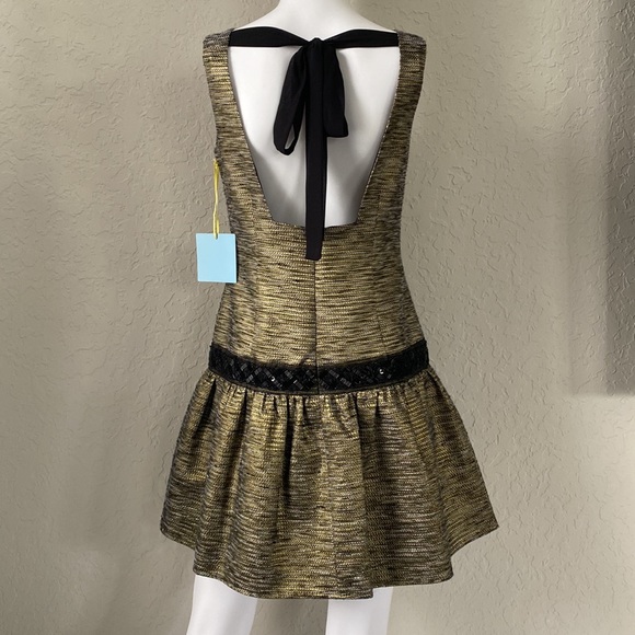 CeCe by Cynthia Steffe Open Back Metallic Gold Dress New - Picture 4 of 11